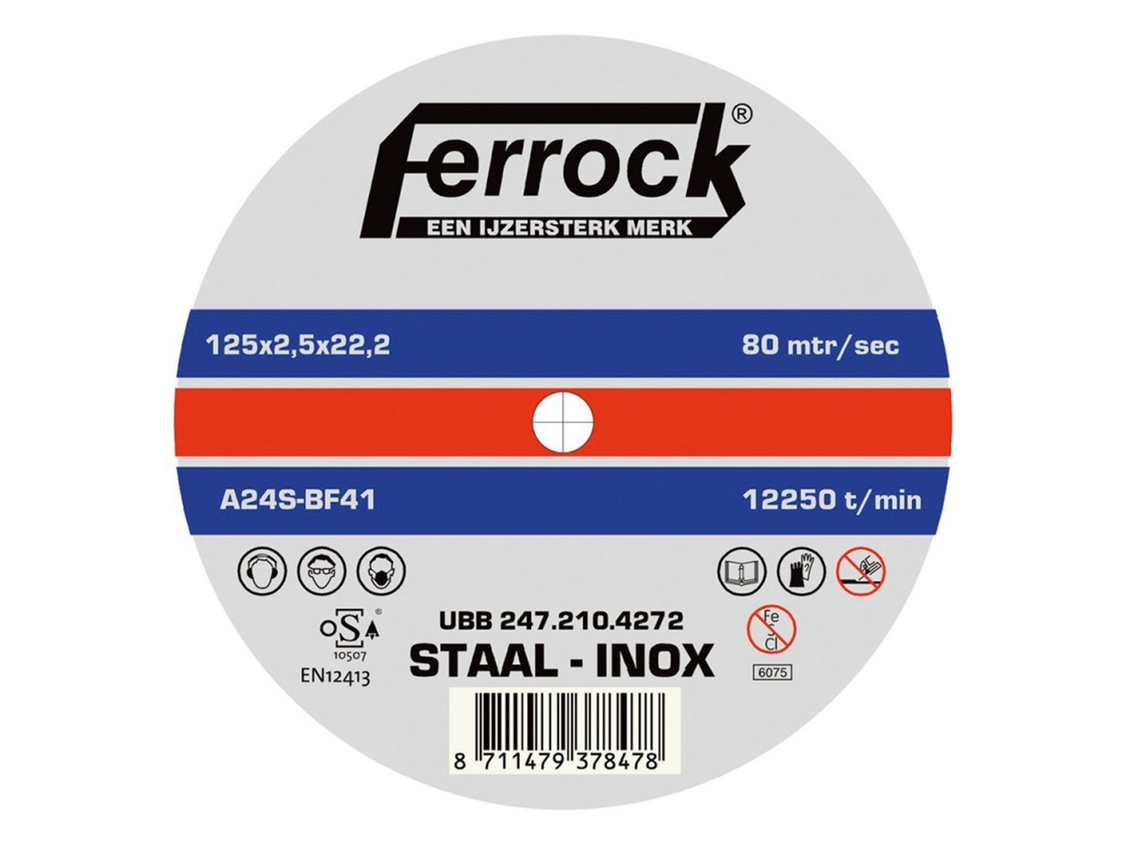 Ferrock doorslijpschijf, staal, 230x2.5x22.5 (los)