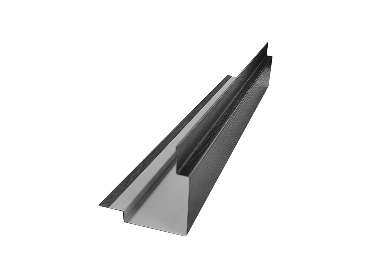 Buitenhoek tbv Rabat, f-25x10x60x60x10x25-f, Houtnerf, Zwart Mat (±9005), 3000mm