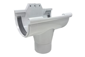 Nicoll PVC onderuitloop, Ø80mm, tbv. goot 115mm, Lichtgrijs (± RAL 7035)
