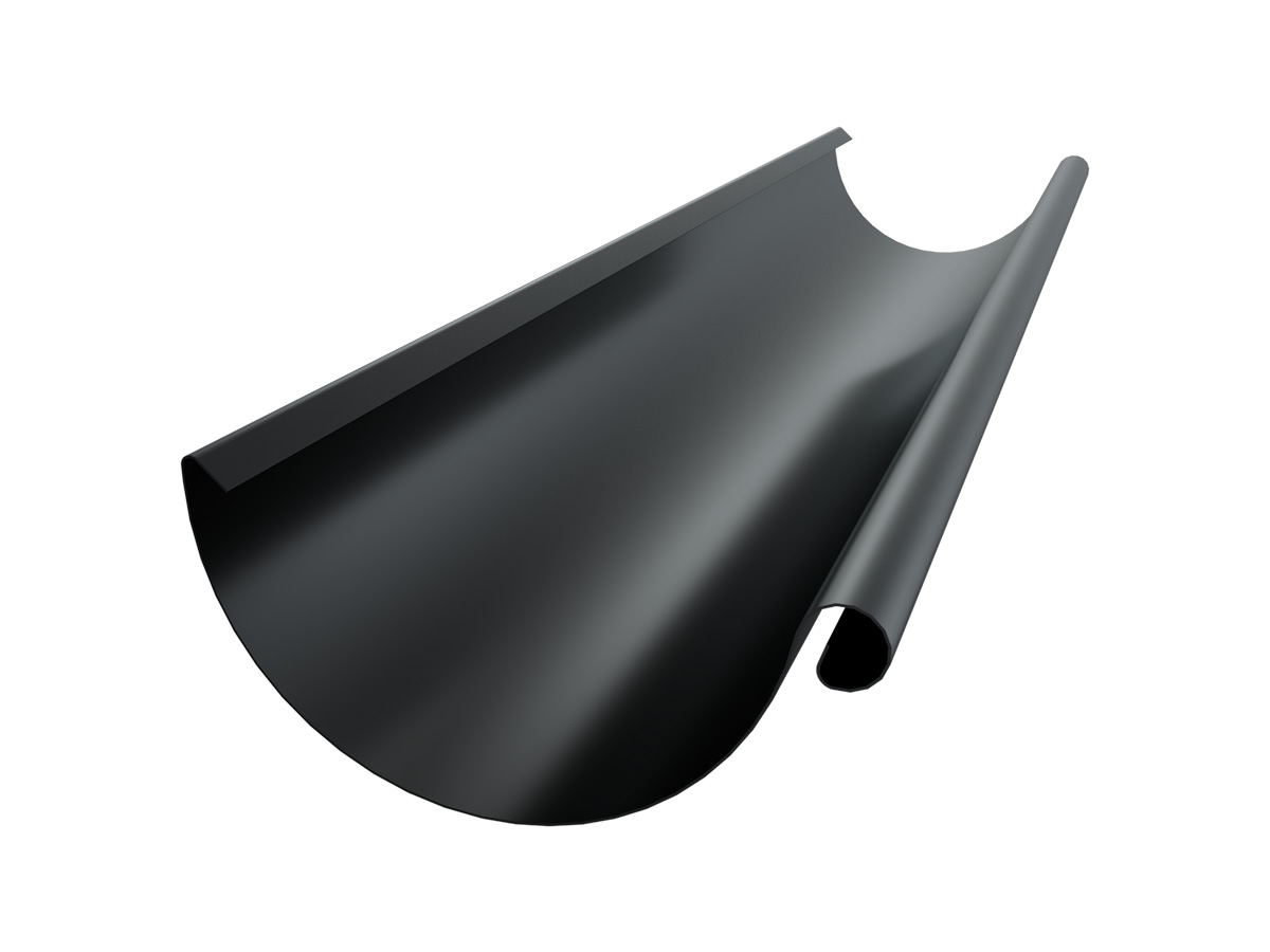 Verzinkt stalen mastgoot en toebehoren, type 125/88mm, Zwart (±RAL 9005)