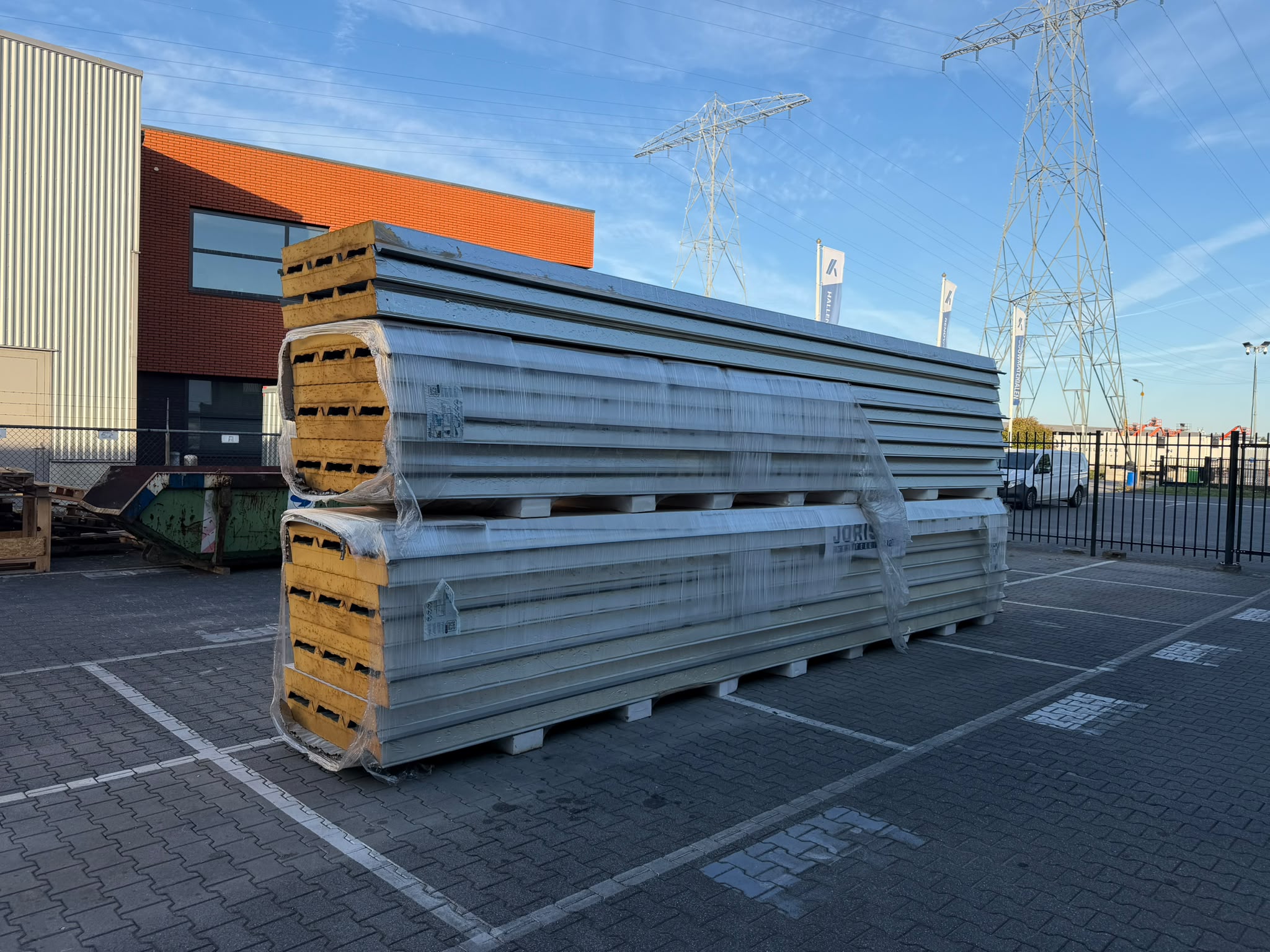 Joris Ide sandwichpaneel dak, 120/165mm, 3-Kroons (±RAL 7031), 6950x1000mm 