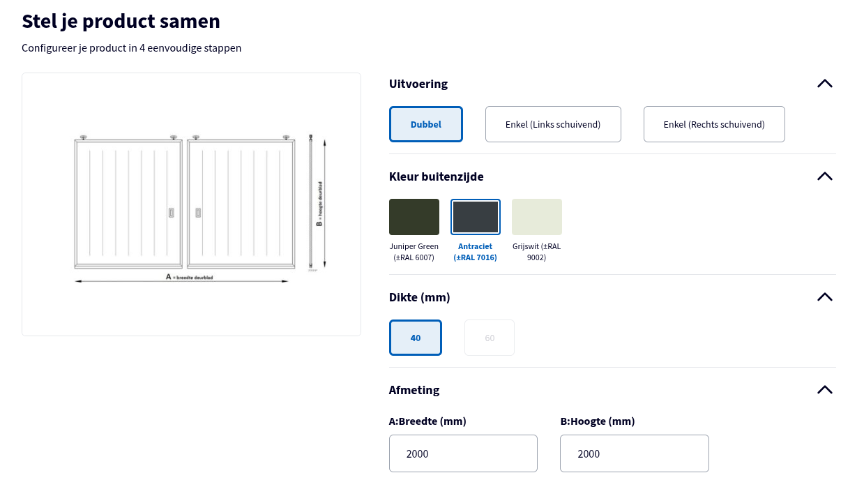 Schuifdeuren configurator